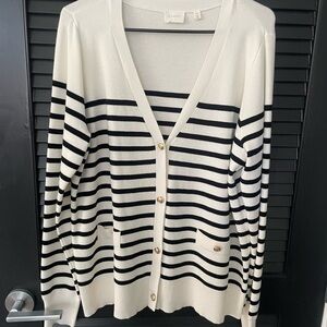 Cyrus Black and White Striped Cardigan